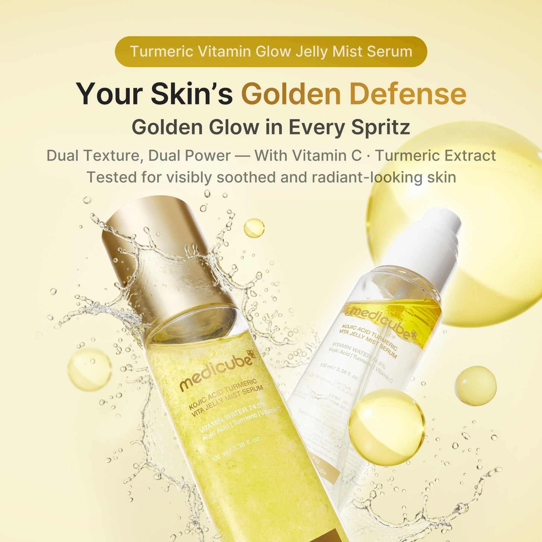 MEDICUBE Sérum Mist em Gel Gold de Ácido Kójico, Cúrcuma e Vitaminas