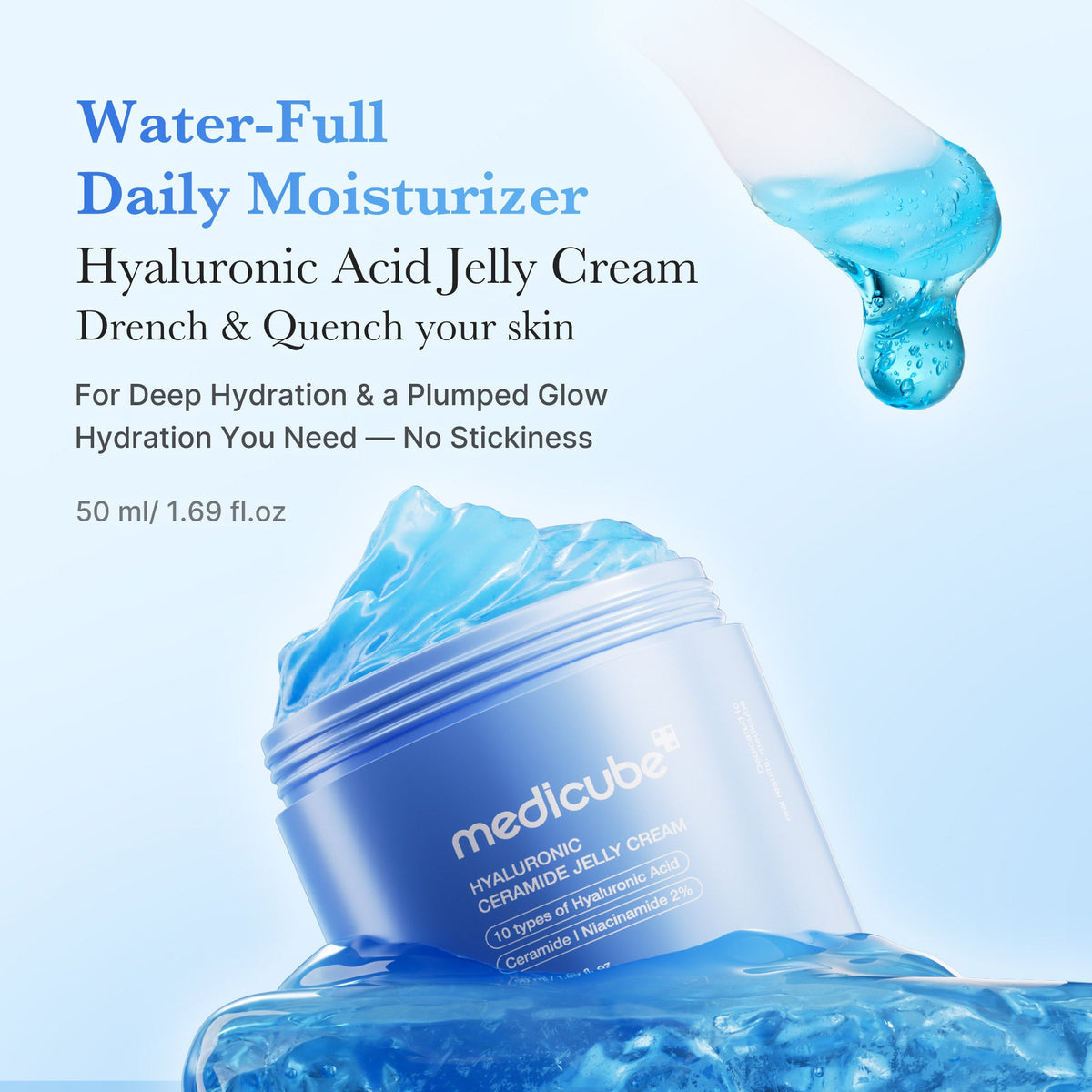 MEDICUBE Creme em Gel Hidratante de Ácido Hialurônico e Ceramidas
