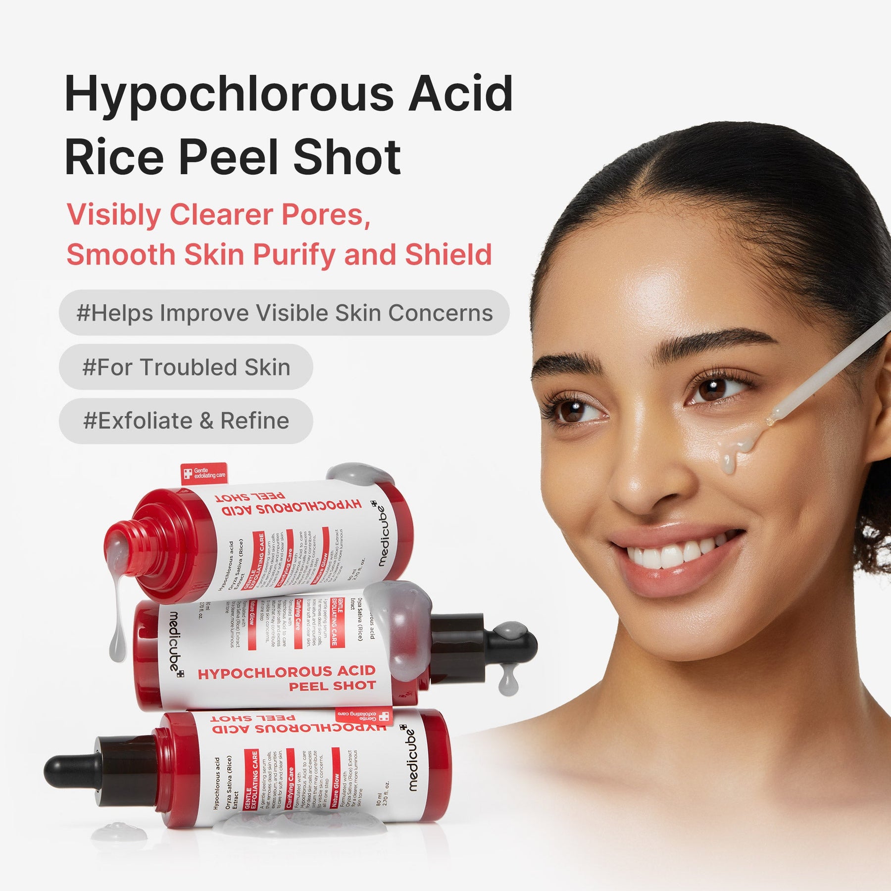 MEDICUBE Shot Peeling de Arroz e Ácido Hipocloroso