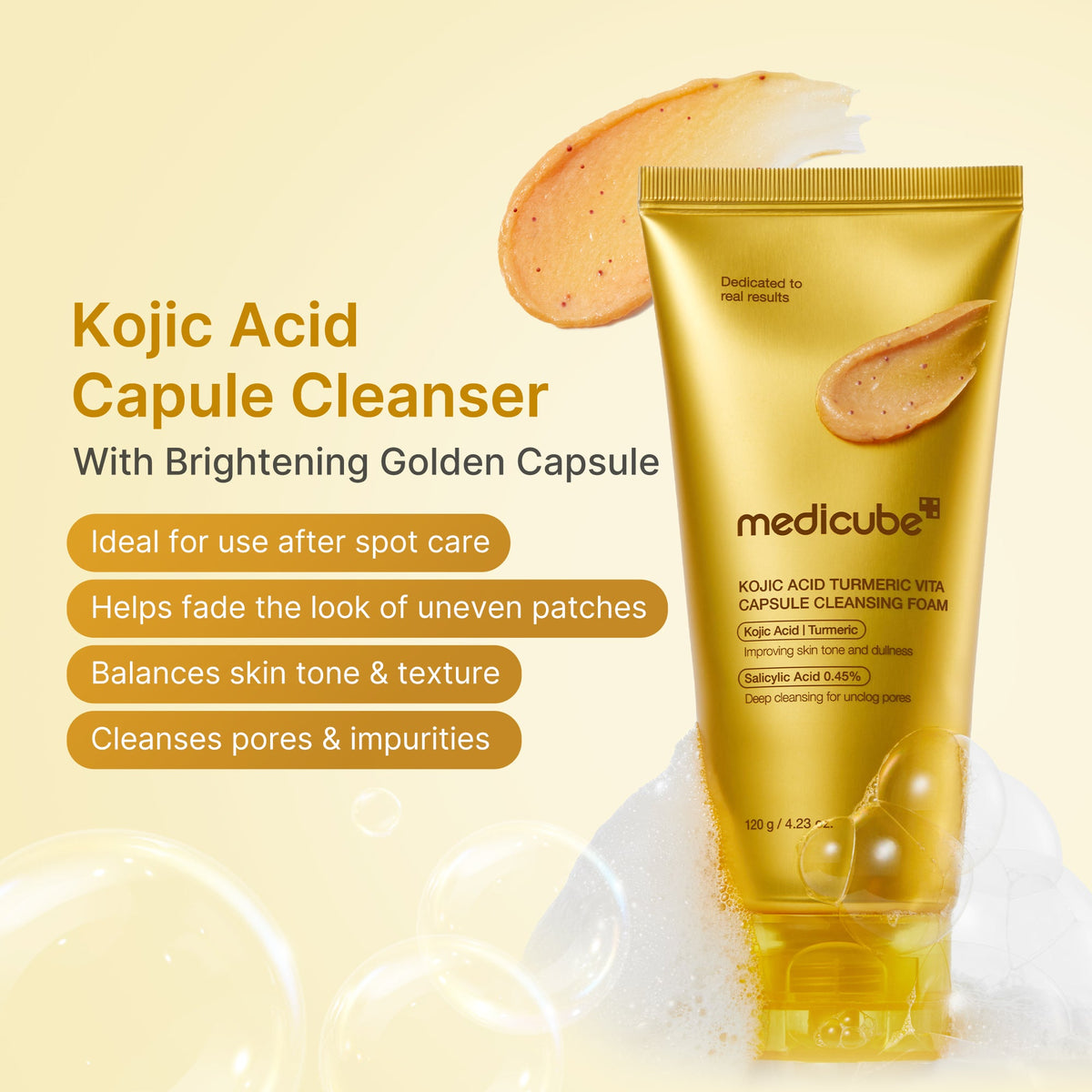 MEDICUBE Espuma de Limpeza Vita em Cápsulas de Ácido Kójico e Cúrcuma