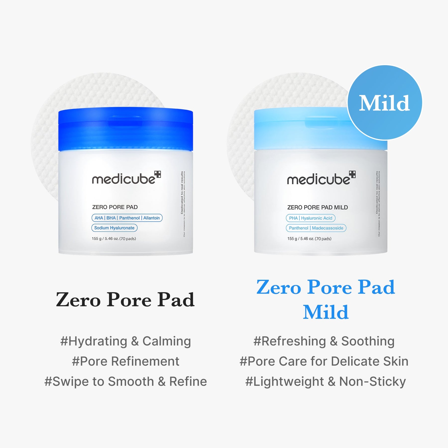 MEDICUBE Toner Pads Zero Poros de Madecassosídeo (Suave)