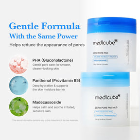 MEDICUBE Toner Pads Zero Poros de Madecassosídeo (Suave)