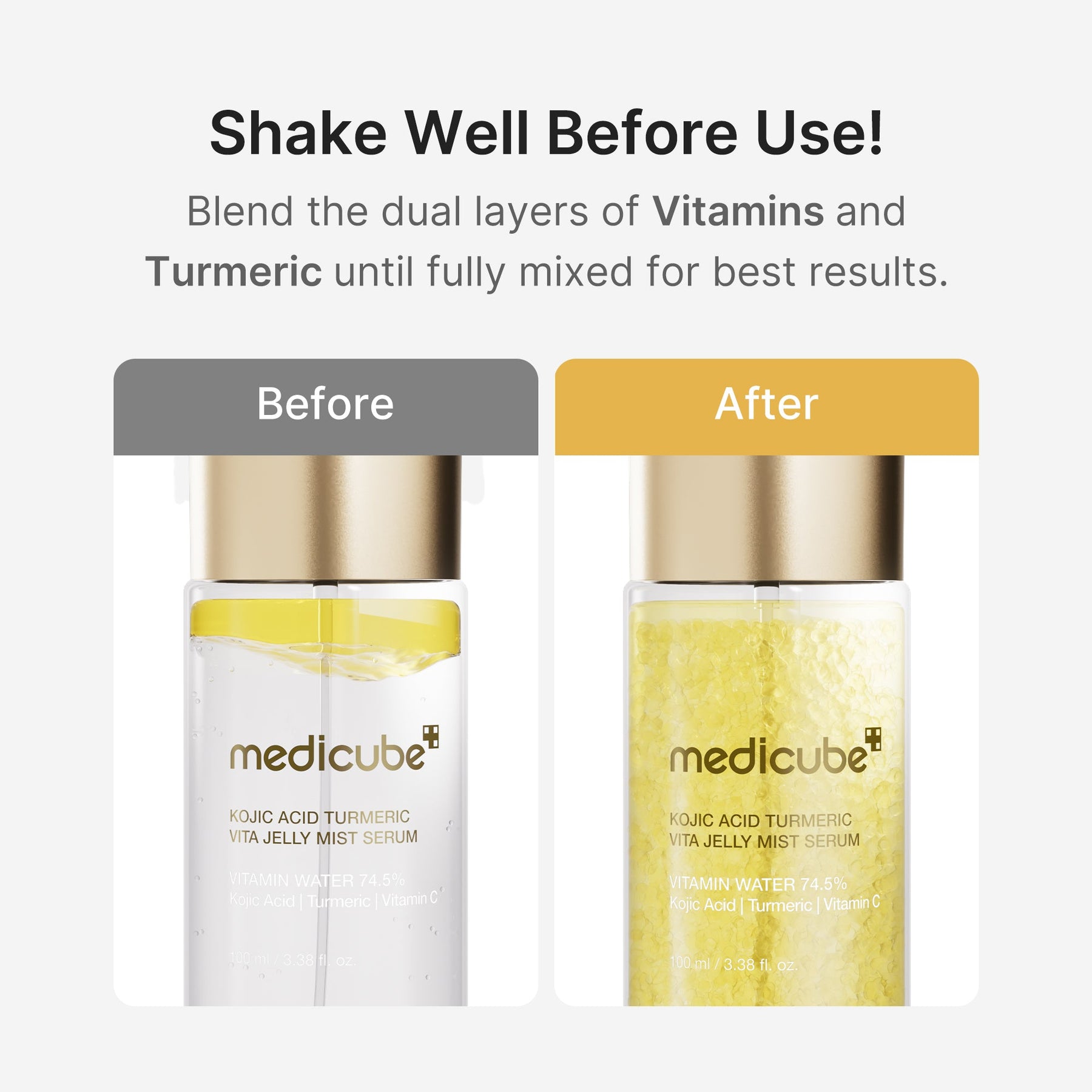 MEDICUBE Sérum Mist em Gel Gold de Ácido Kójico, Cúrcuma e Vitaminas