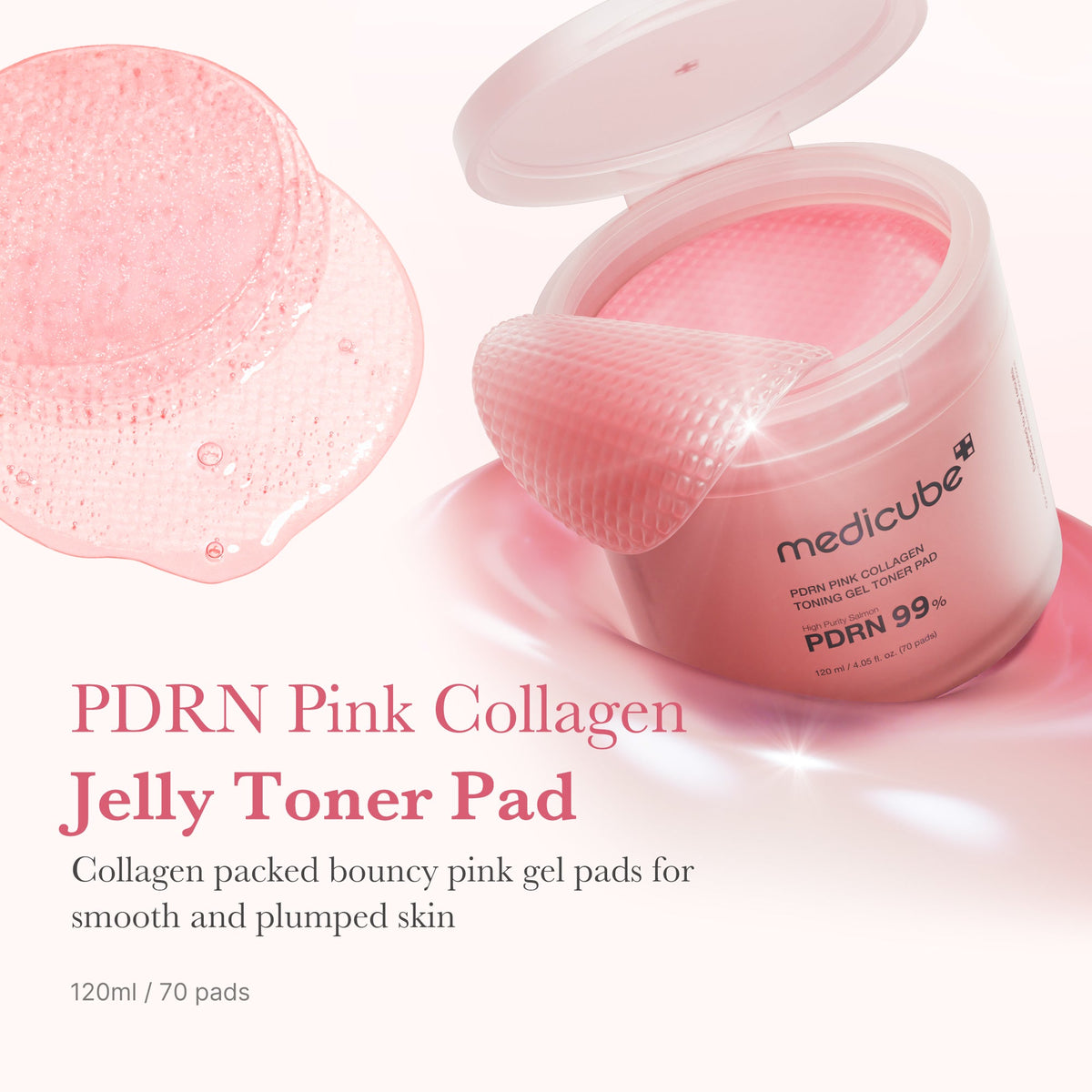 MEDICUBE Toner Pads em Gel de Colágeno PDRN Pink