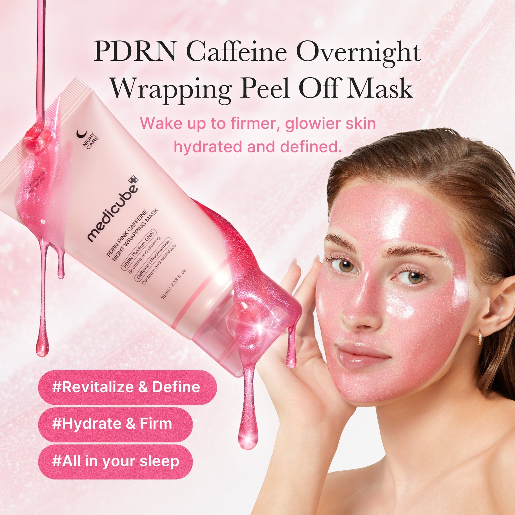 MEDICUBE Máscara Envolvente Noturna PDRN Pink de Cafeína