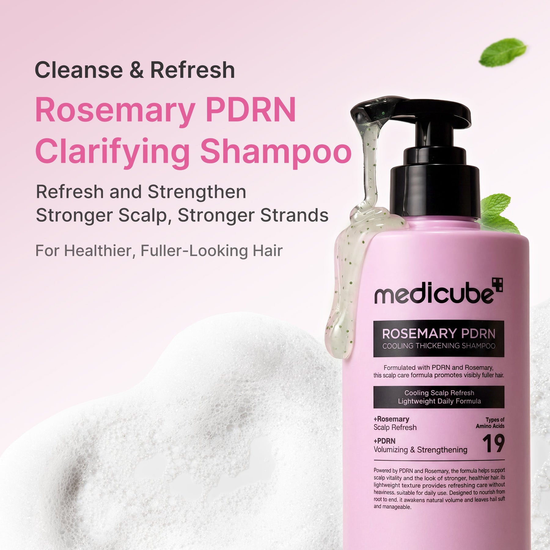 MEDICUBE Shampoo Refrescante Espessante de Alecrim e PDRN